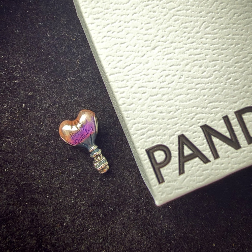 Pandora Heart Charm with Pink and Silver Tones